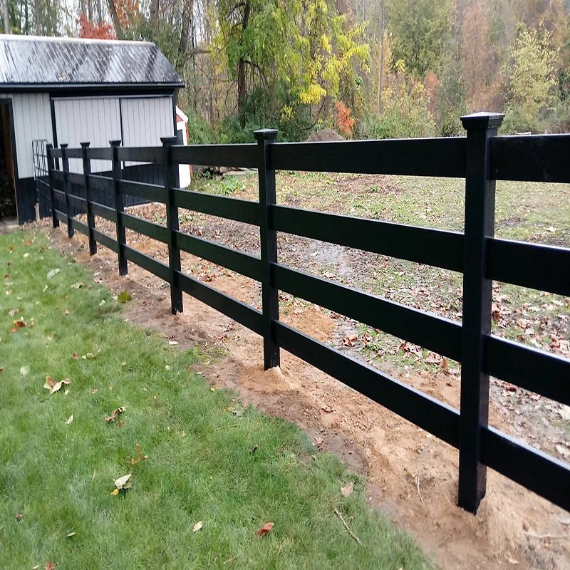 Fentech High Quality 4 Rail Black horse fence,ranch fence, farm fence