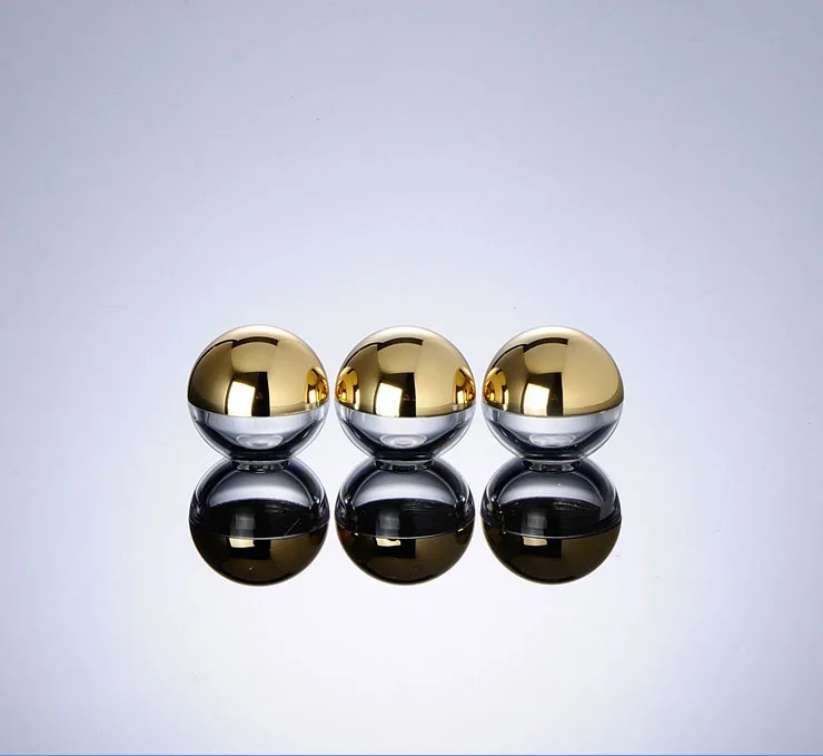 Empty Lip Balm Container 5g, Round ball shape sample cream container for tester with gold and silver lid