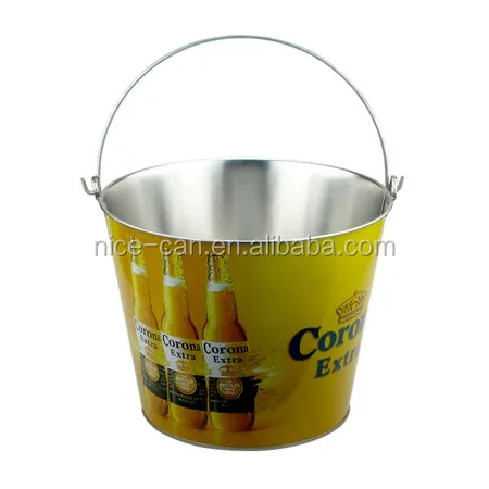 
Galvanized Custom Metal Buckets Tinplate Ice Bucket Beer Tin Cooler 