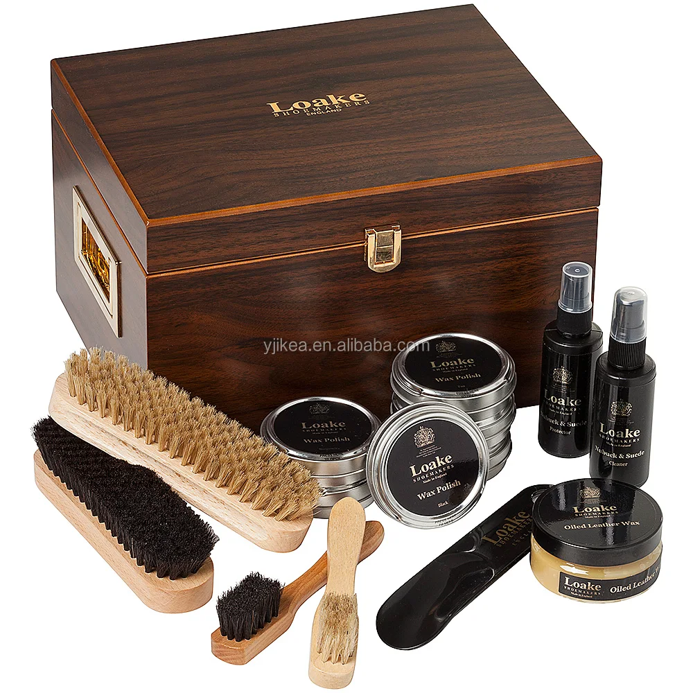 Wholesale Luxury Shoe Shine Kit High-grade Shoe Polish Box Wooden Shoe Care Box
