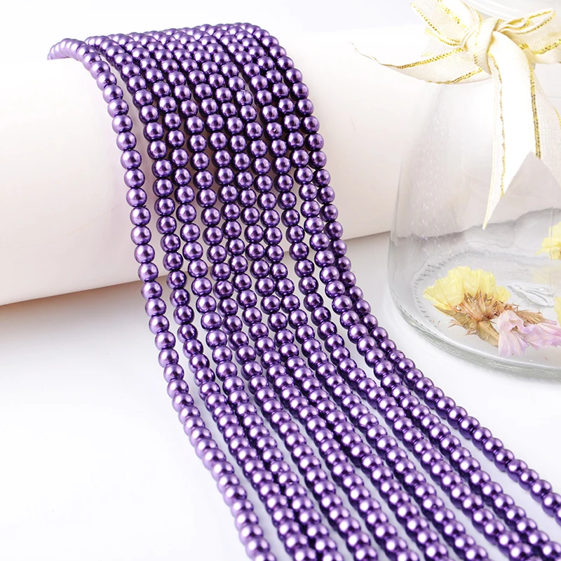 Colorful More Types 6mm 8mm Glass Imitation Pearls Loose Ivory Glass Pearl Beads for Rosary Making