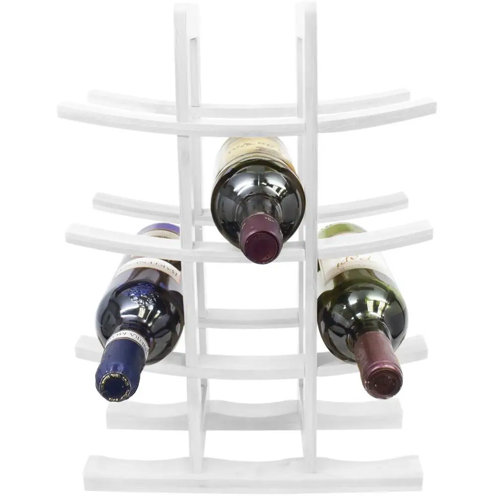 
12-Bottle Bamboo Wine Rack Home Collection wood wine display stand 