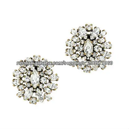 Wholesale 2013 fashion imitation jewelry brands, latest trend shimmering crystal cluster earrings