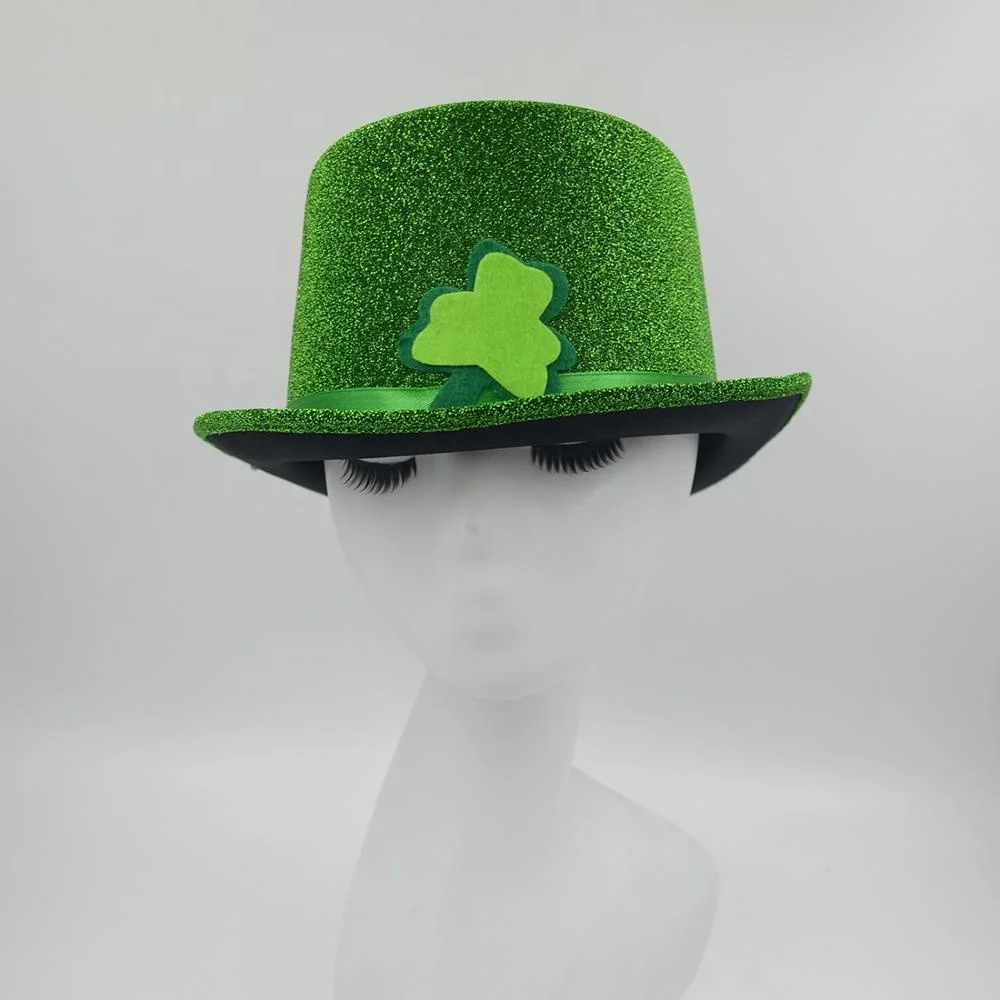 MH-2234 Green leprechaun St Patrick Day costume Irish shamrocks Top Hat