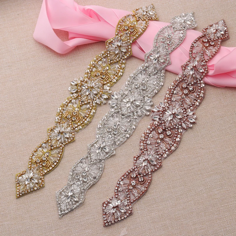 Elegant Bridal Gowns With Crystal And Rhinestone Sash