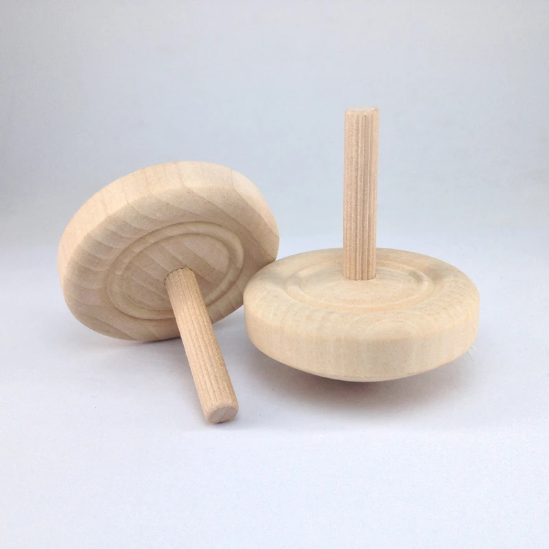 Big Size Wood Spinning Top Natural Kids Scopperil Toy