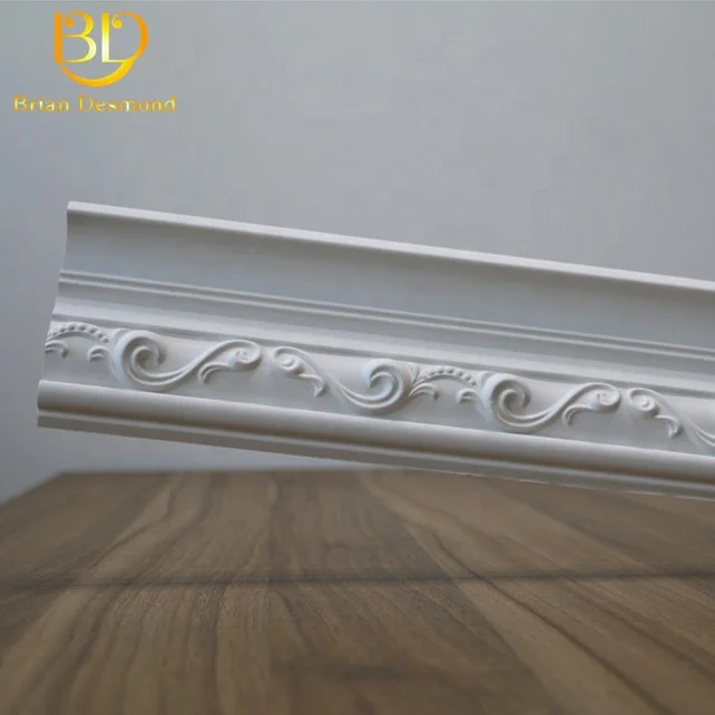 cheap price + high quality carve patterns antique PU cornice molding profiles designeps foam cornice