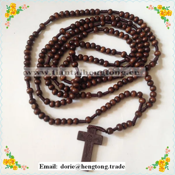Alibaba Cord cross prayer rope christ long rosary necklace with Jesus crucifix
