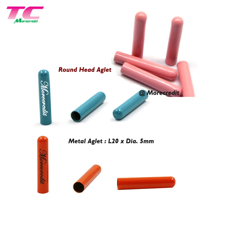 Morecredit Best Selling  Bullets Shape Shoelace Aglets Factory, Wholesale Round Metal End Tips For Rope String Laces
