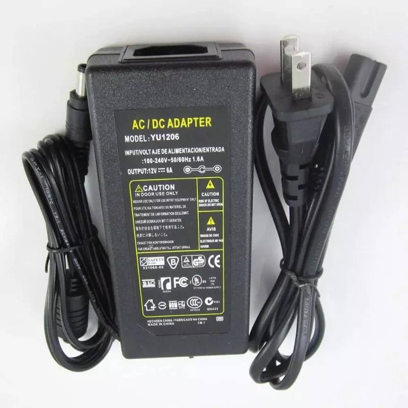 Power Supply Transformers 12V 5A Max 60 Watt adapter for LED Strip Lights SMD 5050 3528LED Adapter