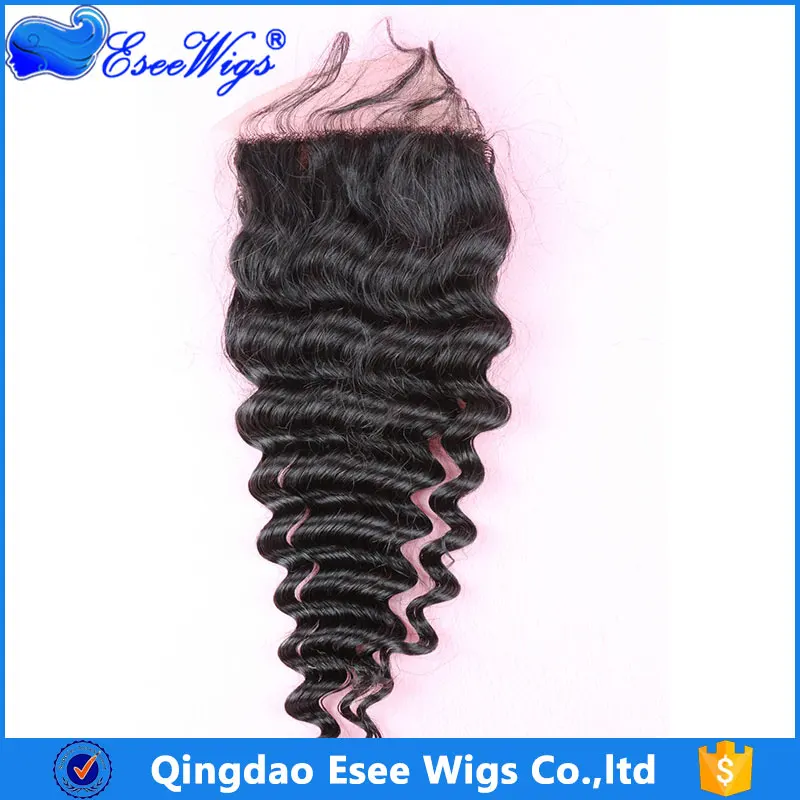 7A Gread 4x4 / 5x5 inch Silk Base Deep Wave Closure Virgin Brazilian Lace Closure Hair Piece 5x5inch Natural Color Density 130%