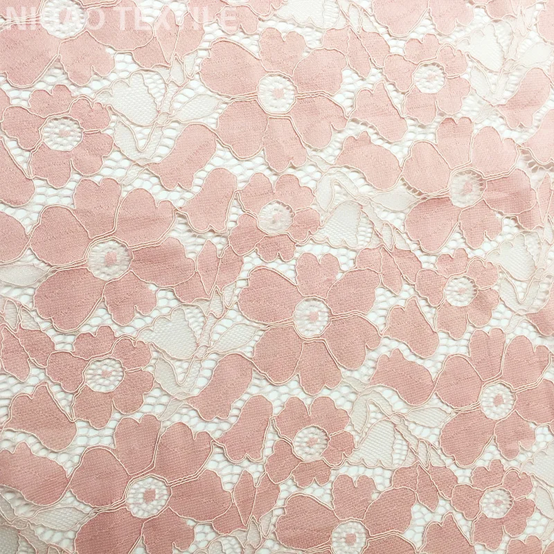 Современная модная нейлоновая хлопчатобумажная трикотажная кружевная ткань для женского кружевного платья