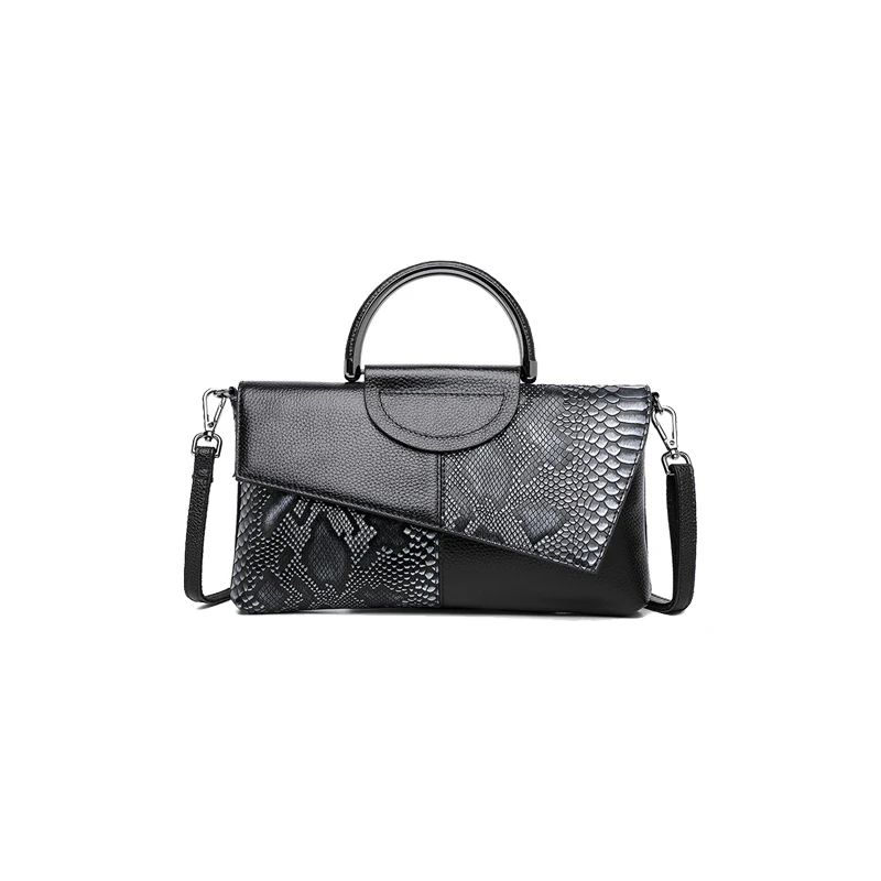 
2019 hot sale high quality lady fashion snake print PU leather contrast color handbag evening bag clutch Paquete nocturno 
