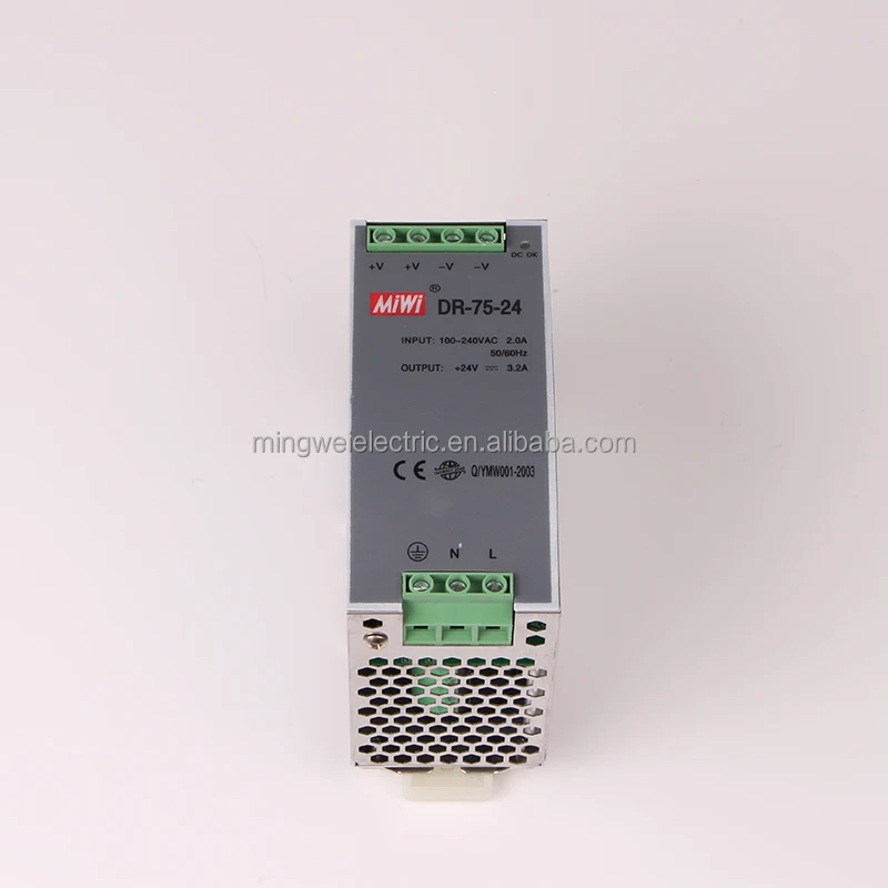 OEM DR-75-24 24V 3.2a 75W industrial din rail power supply, 24 volt dc power supply