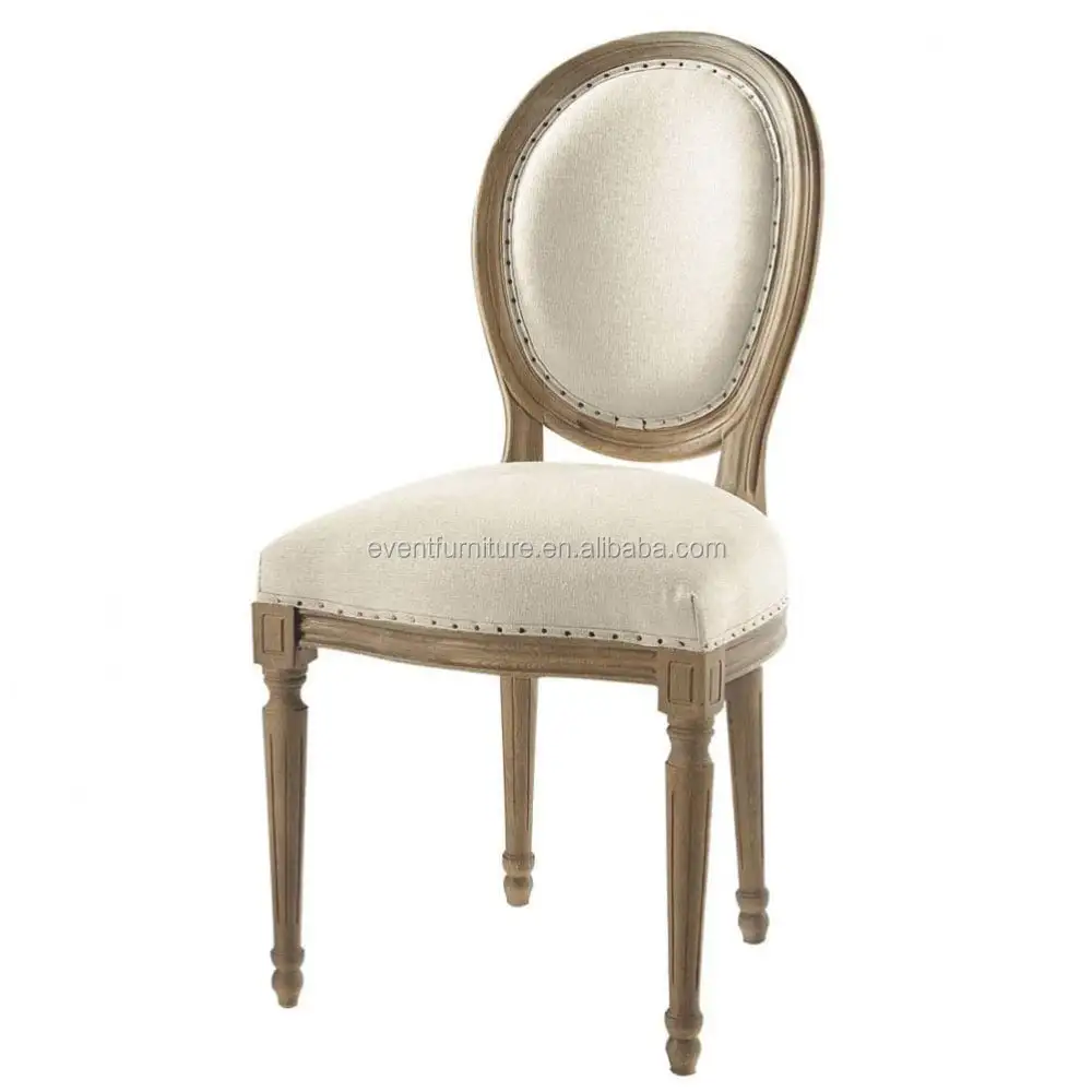 High Back French Bistro Style Antique looking Oak Wooden Oval Back Louis Chairs