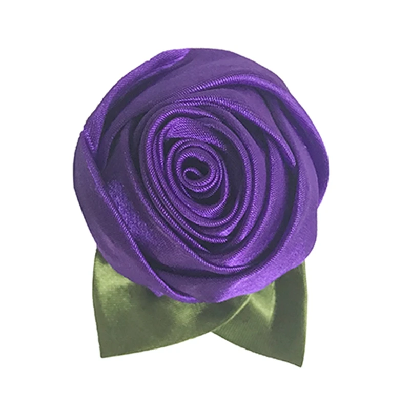 
Gold supplier custom logo velvet pouch Embroidered Rose Applique satin ribbon handmade flowers 