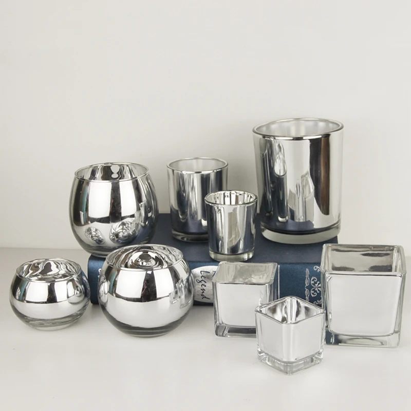 Decorative Heat Resistant Square Empty Glass Candle Jar Dinner Geometric Candle Holder