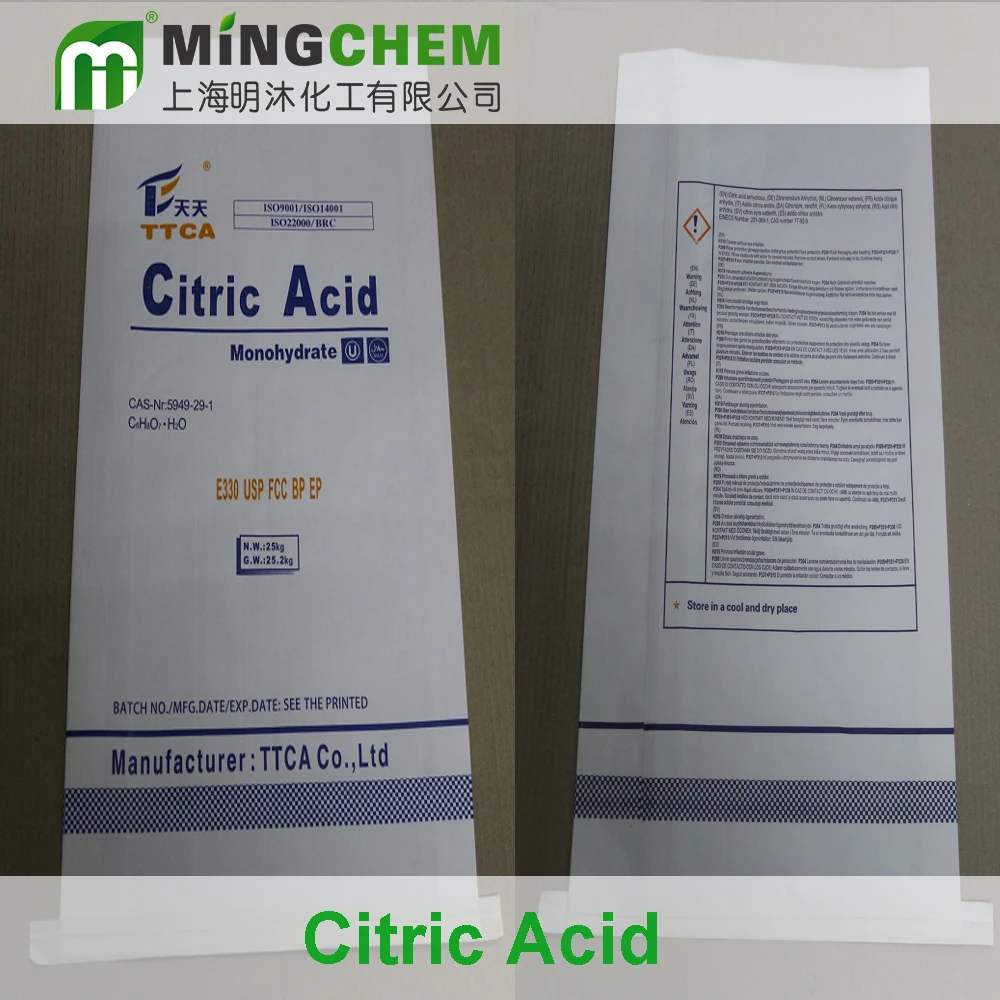 ENSIGN/RZBC/UNION/TAIHE 10-80mesh FCC/USP/BP China factory offer Citric Acid Monohydrate