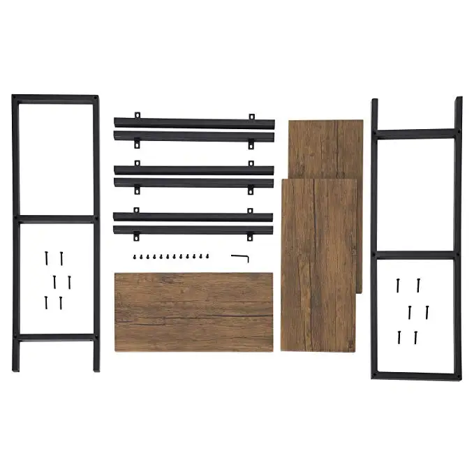 Multifunctional Storage Shelf Rack - Rustic Bookcase with Metal Frame Perfect for Adding Vintage Practicality to Your Home Decor