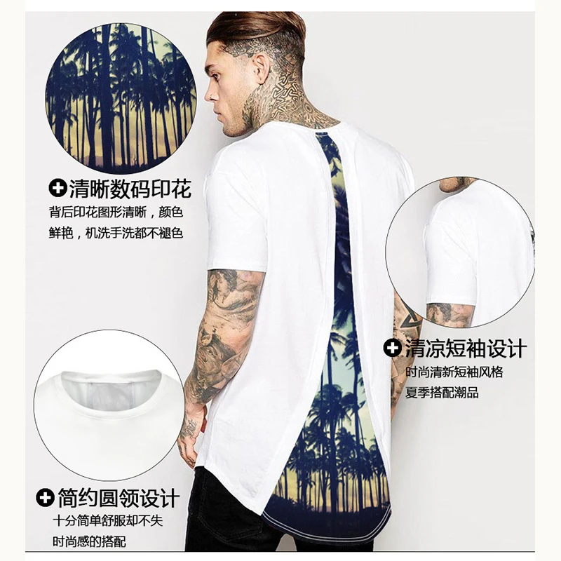 wholesale china men clothing hip hop poly cotton digital printing short sleeves sublimation back panel t-shirt
