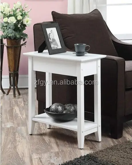 Convenience Concepts American Heritage Flip Top Wood Side End Table with shelf, White,Espresso,Black