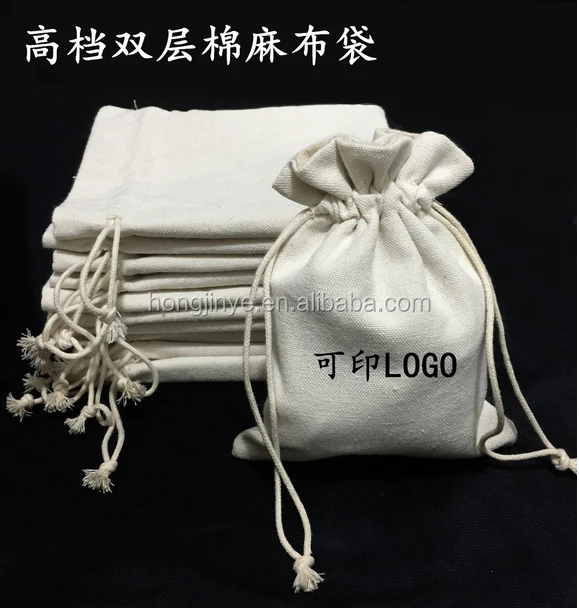 High quality cheap mini linen drawstring bag fabric pouch for jewelry gift phone dry goods