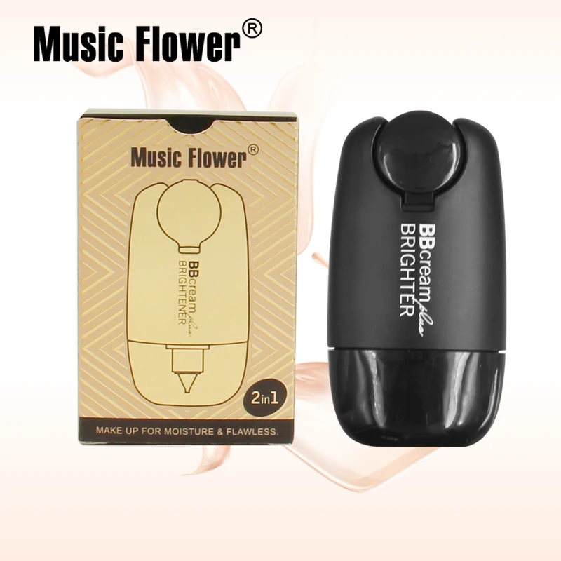 Authentic Music Flower 24H Lasting Waterproof Moisturizer Cheek Natural 2 in 1 BB Cream+Brightener For Makeup Base