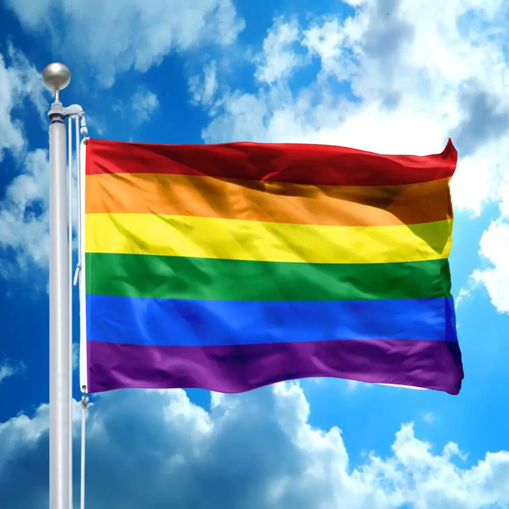 FREE SHIPPING Wholesales Polyester 3x5ft Gay Pride LGBT Rainbow Flag