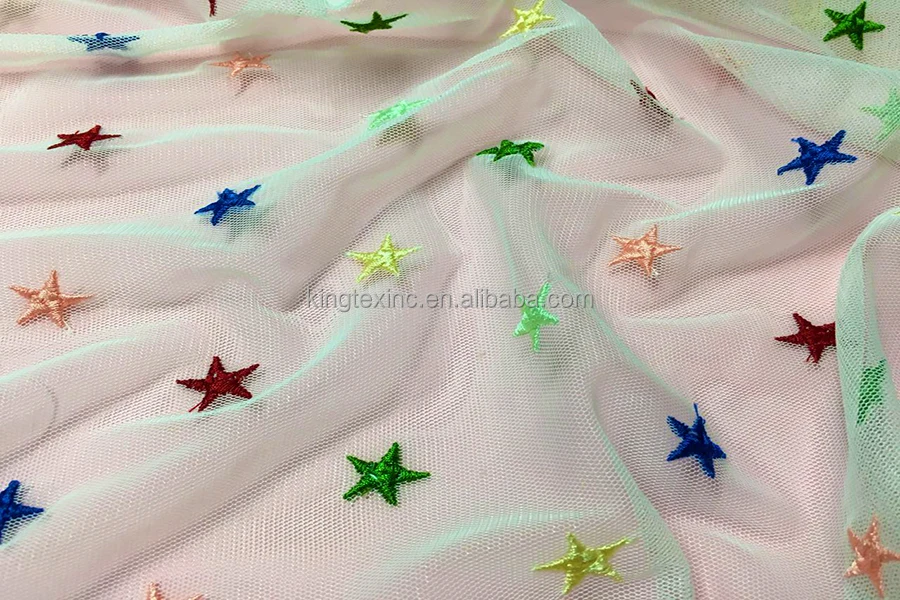 
rainbow mesh fabric for clothing Tulle mesh for kids wear printing tulle mesh fabric 
