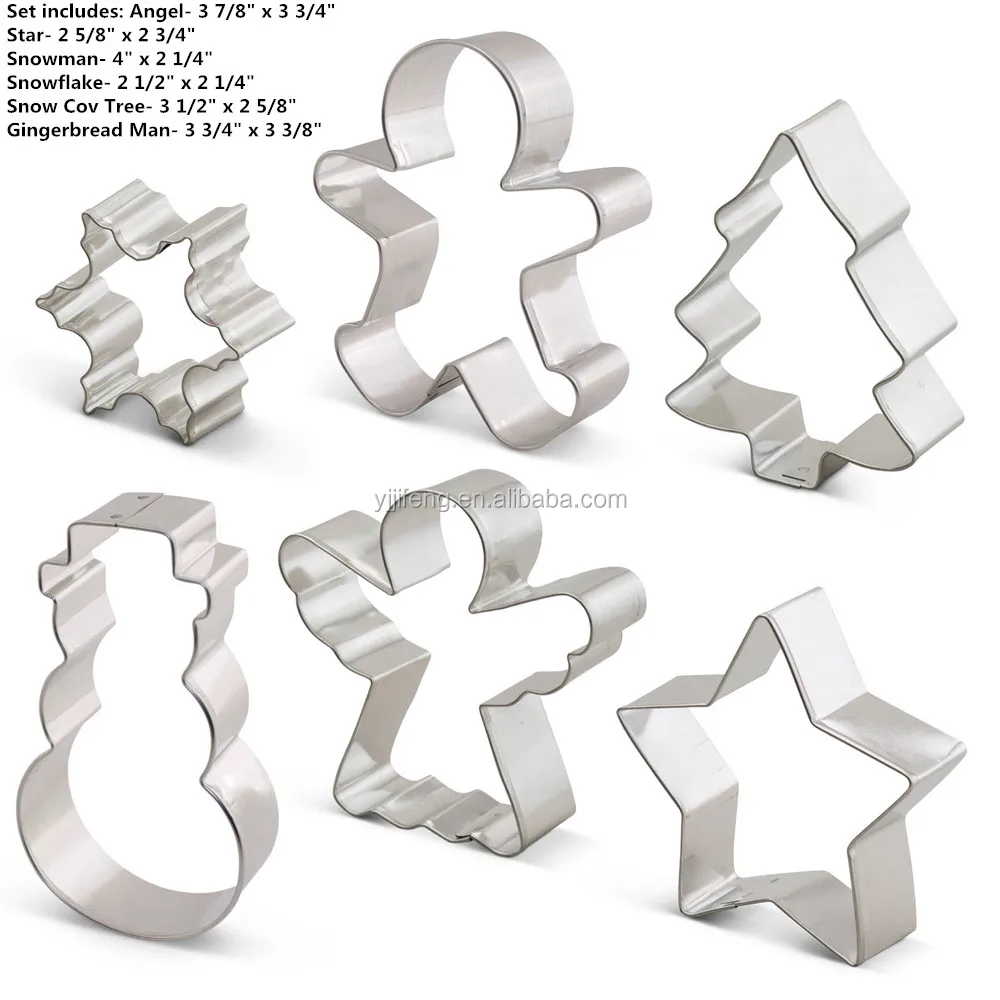 
Factory Direct High Quality custom stainless steel 6pcs Christmas cookie cutter set 