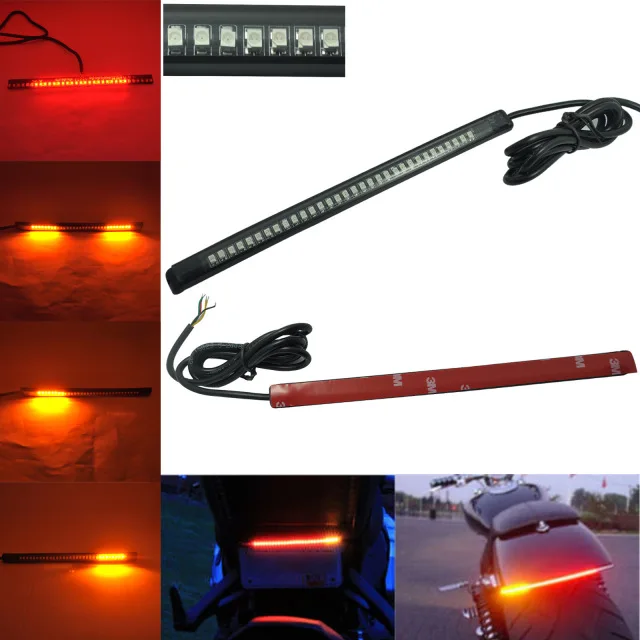 48 LED Universal Flexible Motorcycle Strip Tail Brake Stop/Turn Signal Light