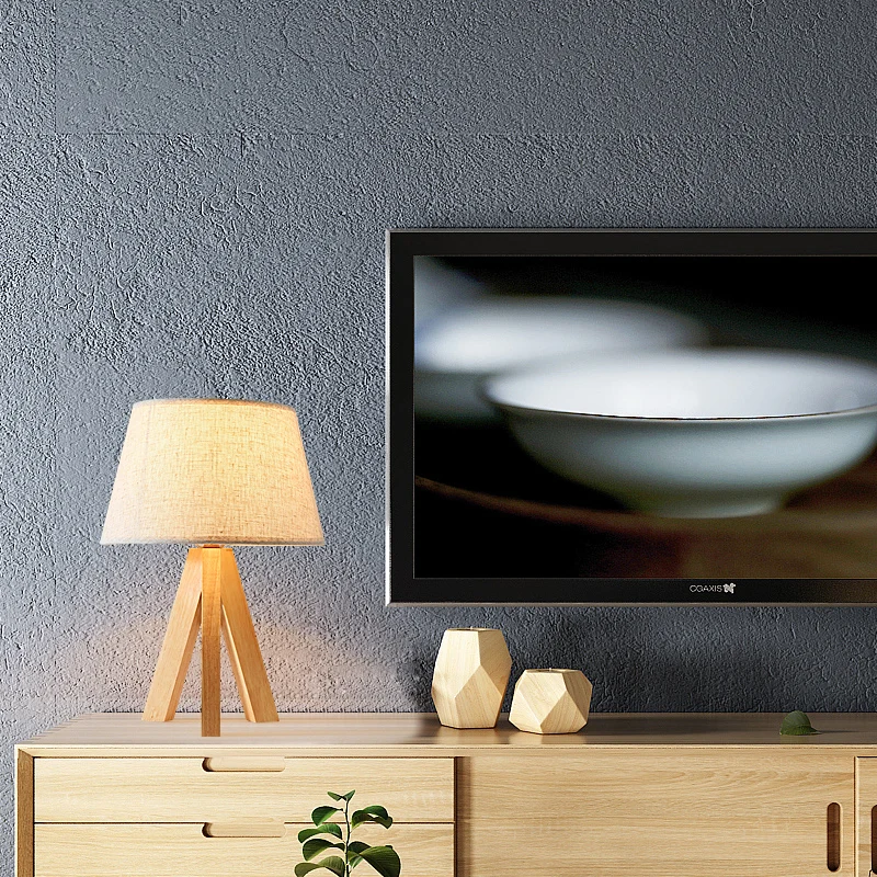 Designer nordic indoor decoration wooden frame white fabric shade table lamp