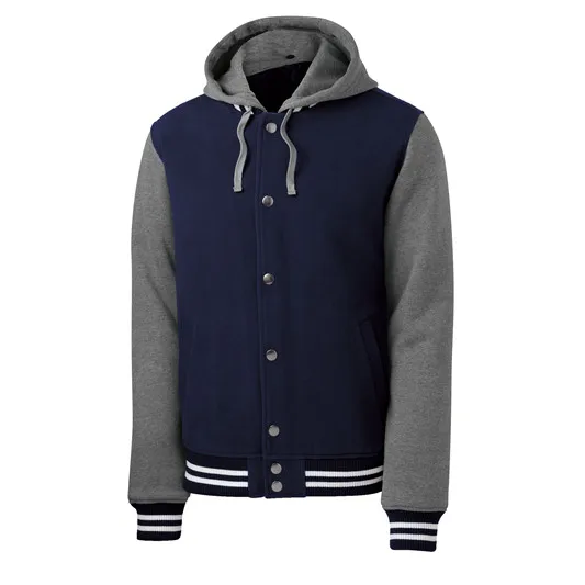 Wholesale Plain Outwear Windproof Jacket Custom Logo Baseball Hooded Jacket for men