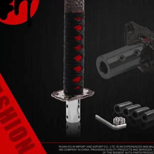 Universal Samurai Sword Gear Shift Knob Shifter  Metal Black+Red 156mm