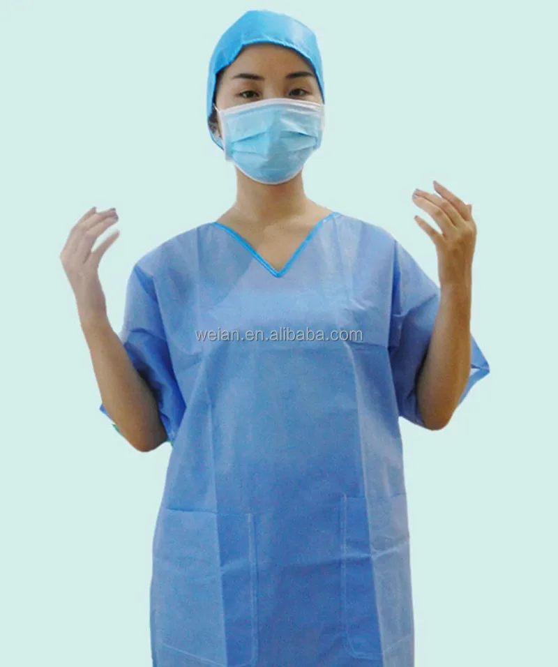 
PP Nonwoven Staff Apparel Disposable Nurses Scrub Suits 