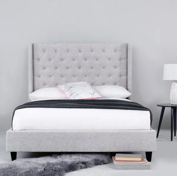 
high headboard low foot end double and king size upholstered fabric bed 
