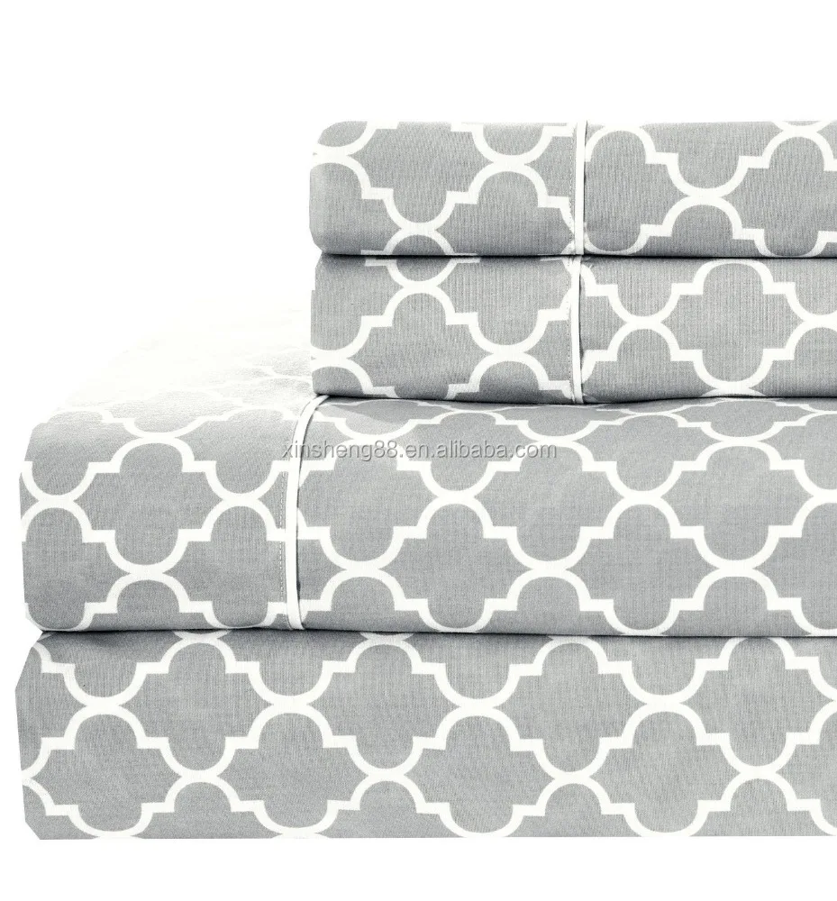 printed meridian 100% cotton percale 250TC sheets deep pocket