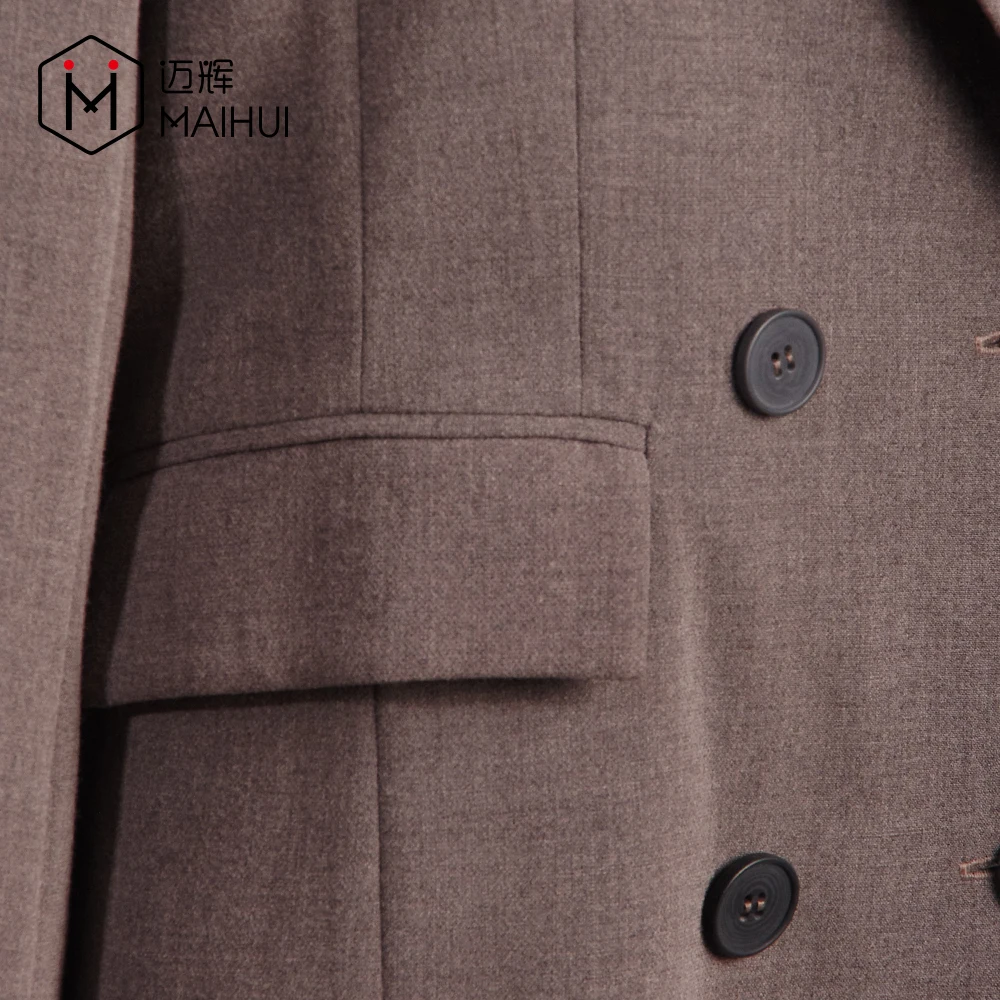  Современный однотонный элегантный длинный женский костюм-блейзер для зрелых женщин 2019ss