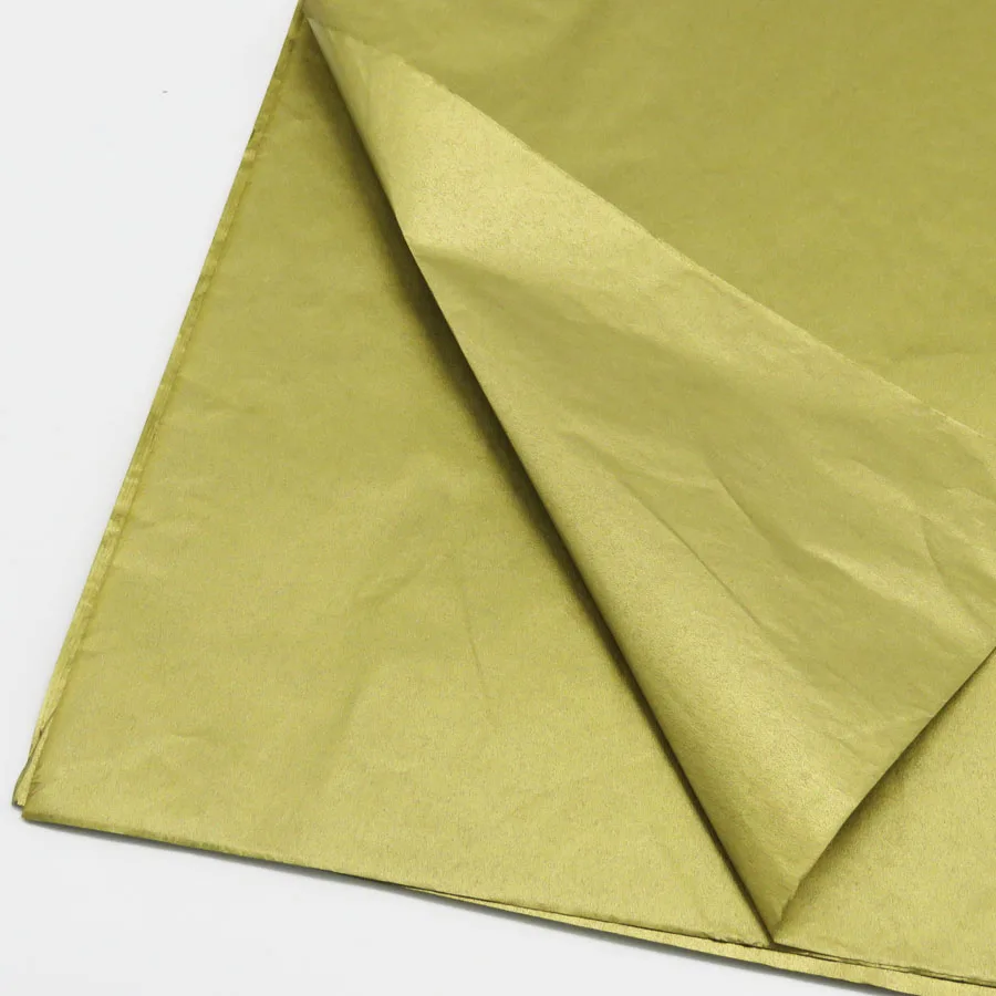 
two sides gold metallic foil yellow golden ink color tissue silk paper for cosmetic packing 
