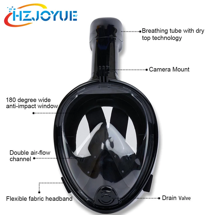 Water sports cpap resmed mask scuba diving set 180 degree resmed cpap mask full face snorkel mask