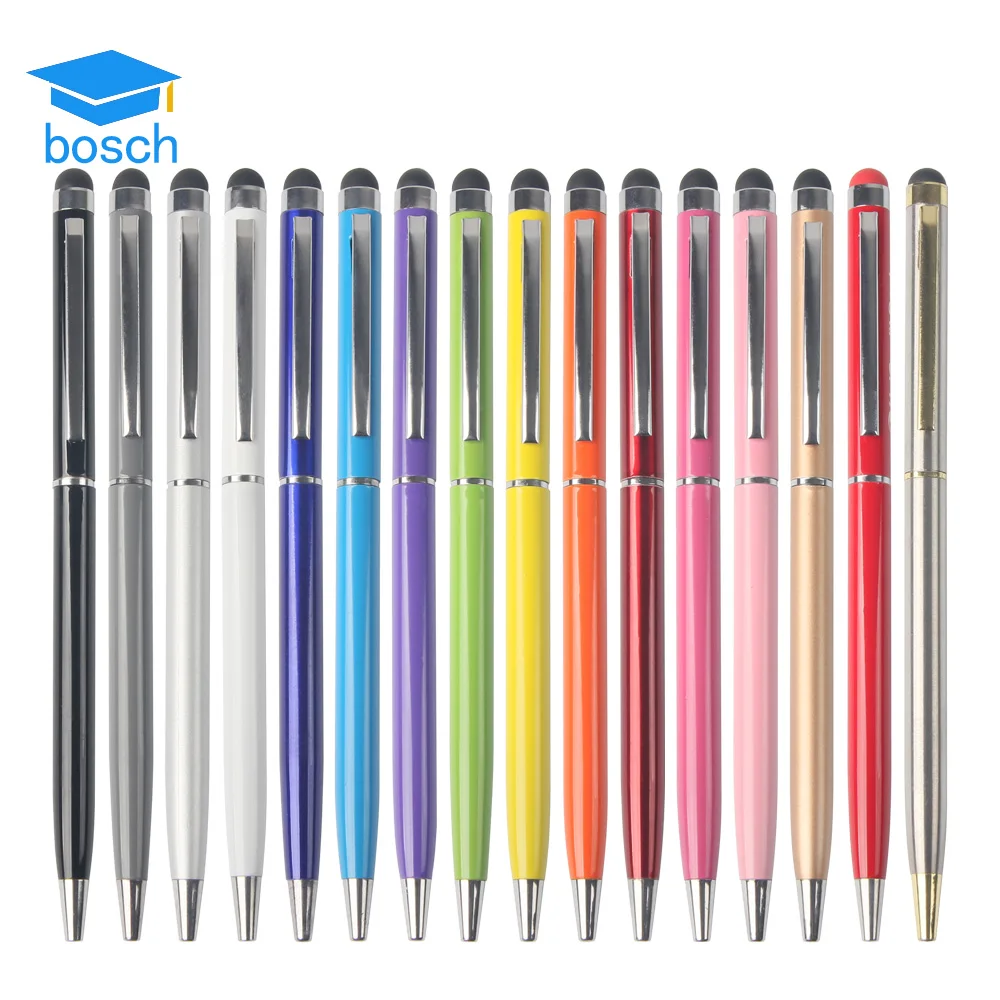 Promotional stylus touch ballpoint pen multicolor cheaper slim pen for hotel metal pen