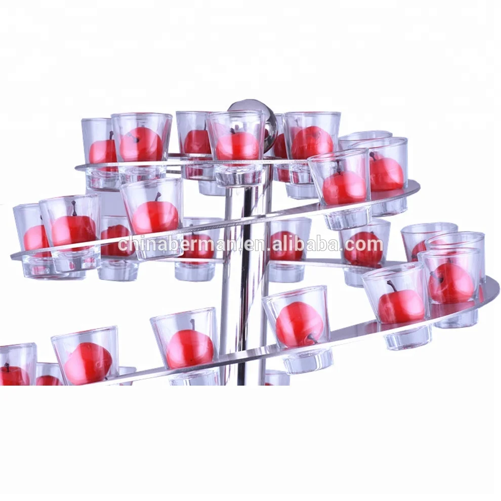 Tall wedding banquet table centerpiece cup serving buffet cold candy and sweet food display