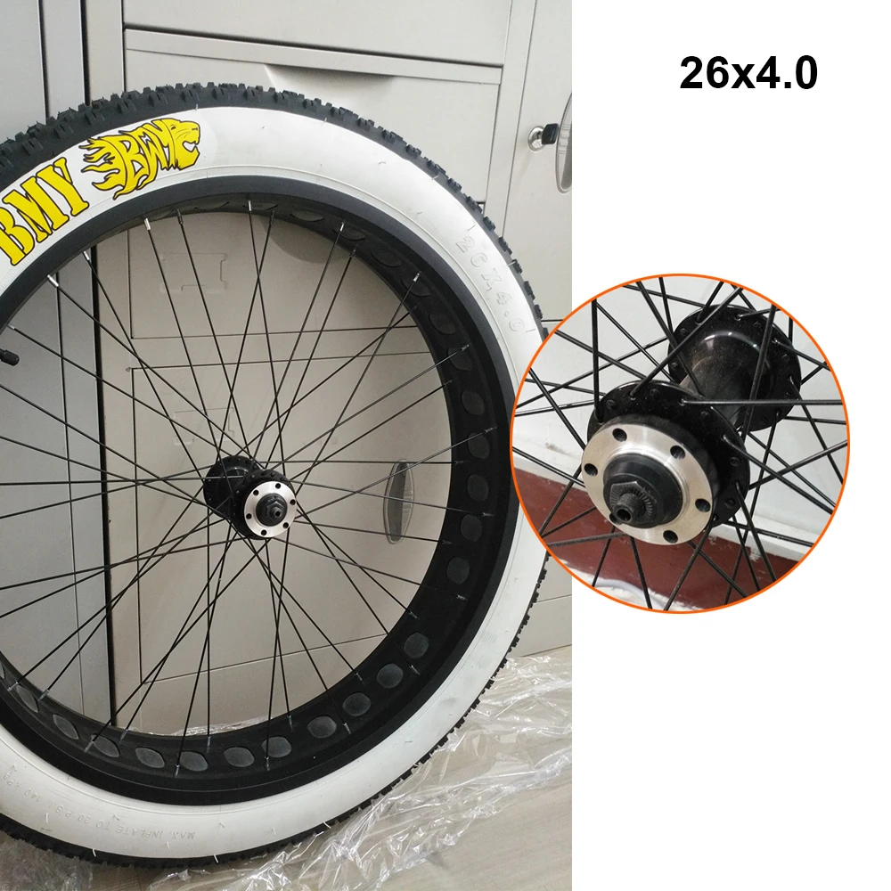 Factory supplies good quality white wall tire 26*4.0 bicycle fat wheel set