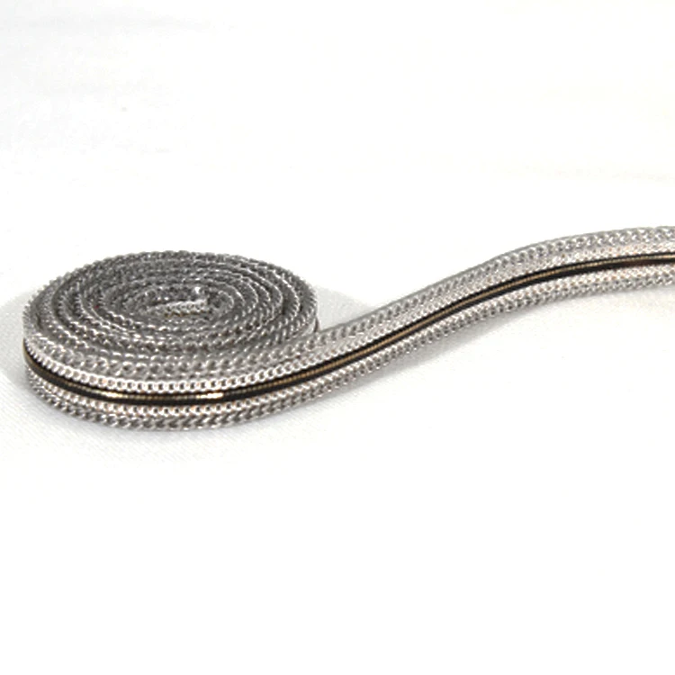 Decorative Accessories Chain Edged Hotfix Adhesive Rhinestone Trims with Black Braided Ribbon