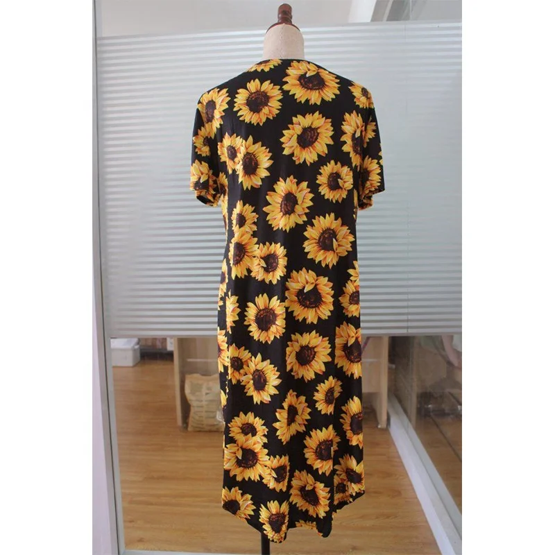 Hot Sale Sunflower Print Short Sleeve Women Kimono Cardigan