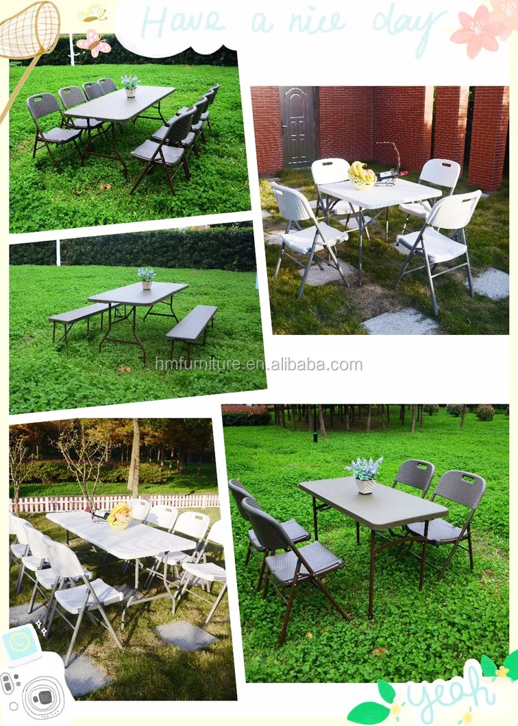 4ft Lifetime Plastic Regular Folding Table With Rattan Design