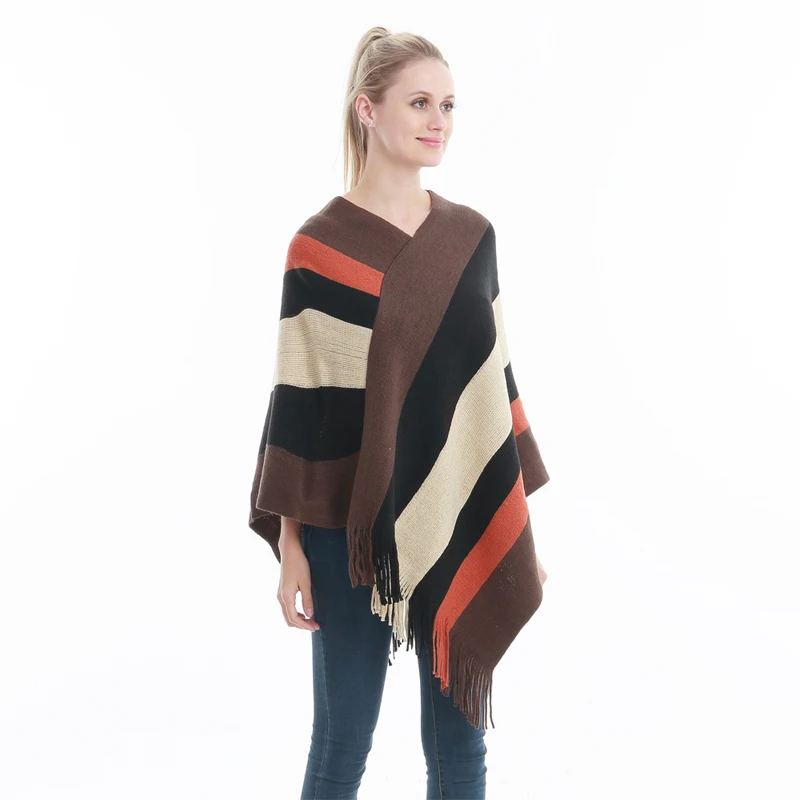 Wholesale acrylic poncho winter lady shawl scarf