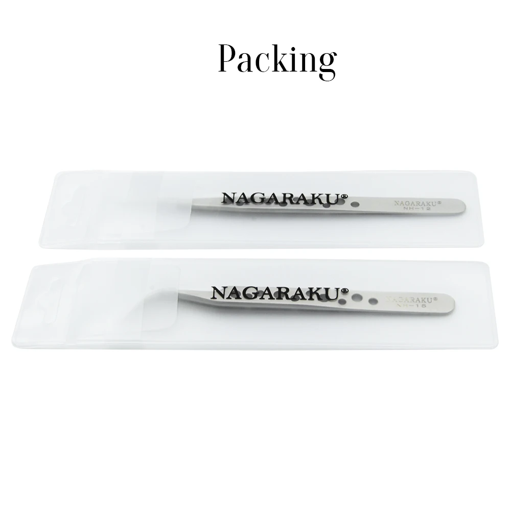 
NAGARAKU 2pcs set straight and curved eyelash extention tweezers 