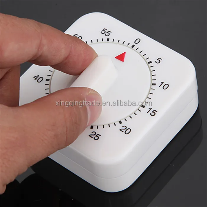 60 Minutes Kitchen Timer Count Down Alarm Reminder White Square Mechanical Timer for Kitchen