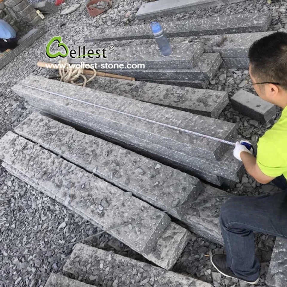 China black basalt rough-picked natural stone palisades wall fencing